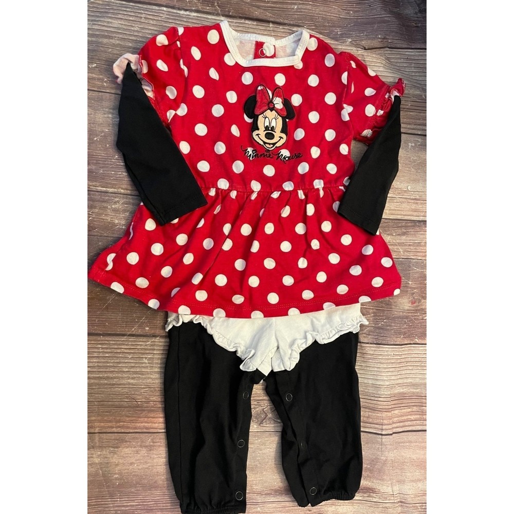 Disney Parks Minnie Mouse Little Girl Toddler Dress With Pants, Size 18 months
